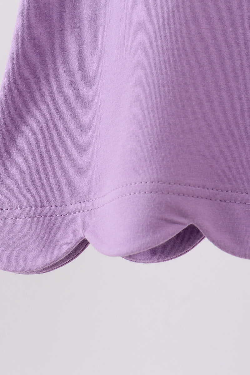 Flutter sleeve scalloped top - Purple
