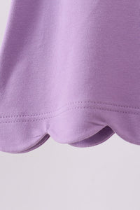 Flutter sleeve scalloped top - Purple