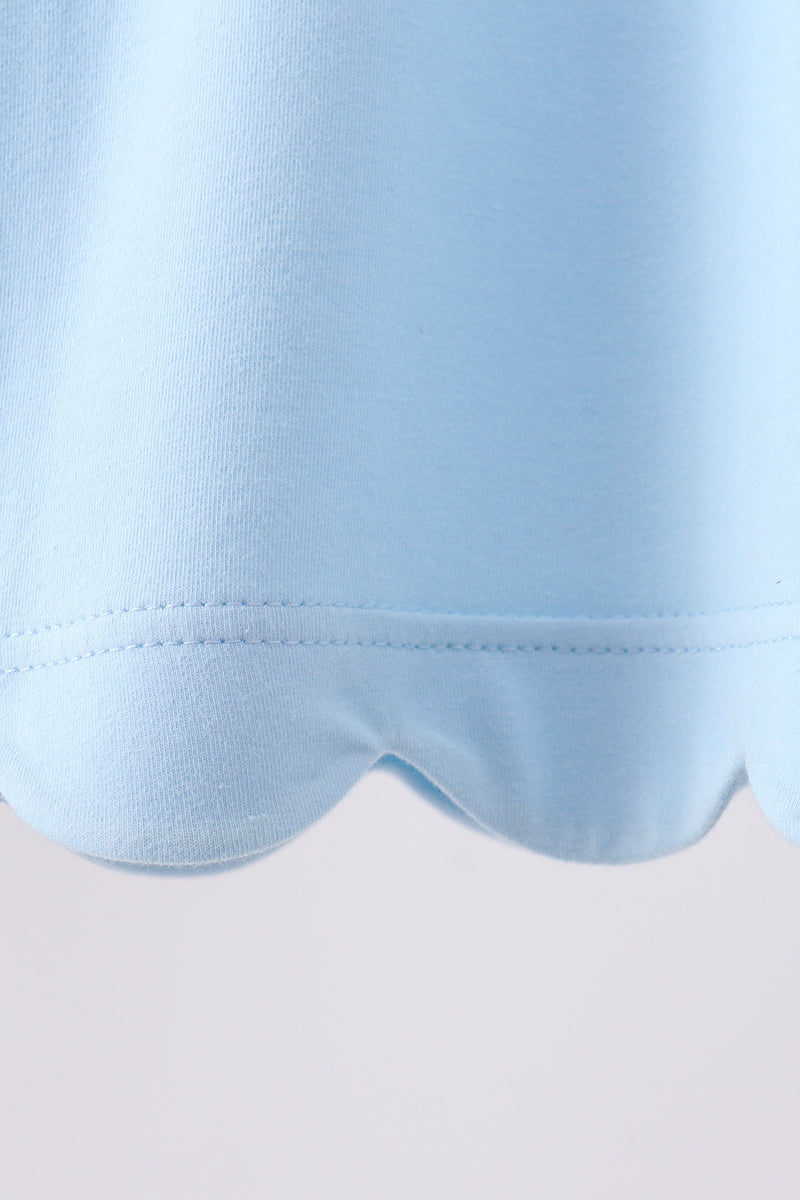 Flutter sleeve scalloped top - Mint