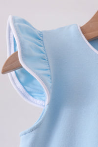 Flutter sleeve scalloped top - Mint