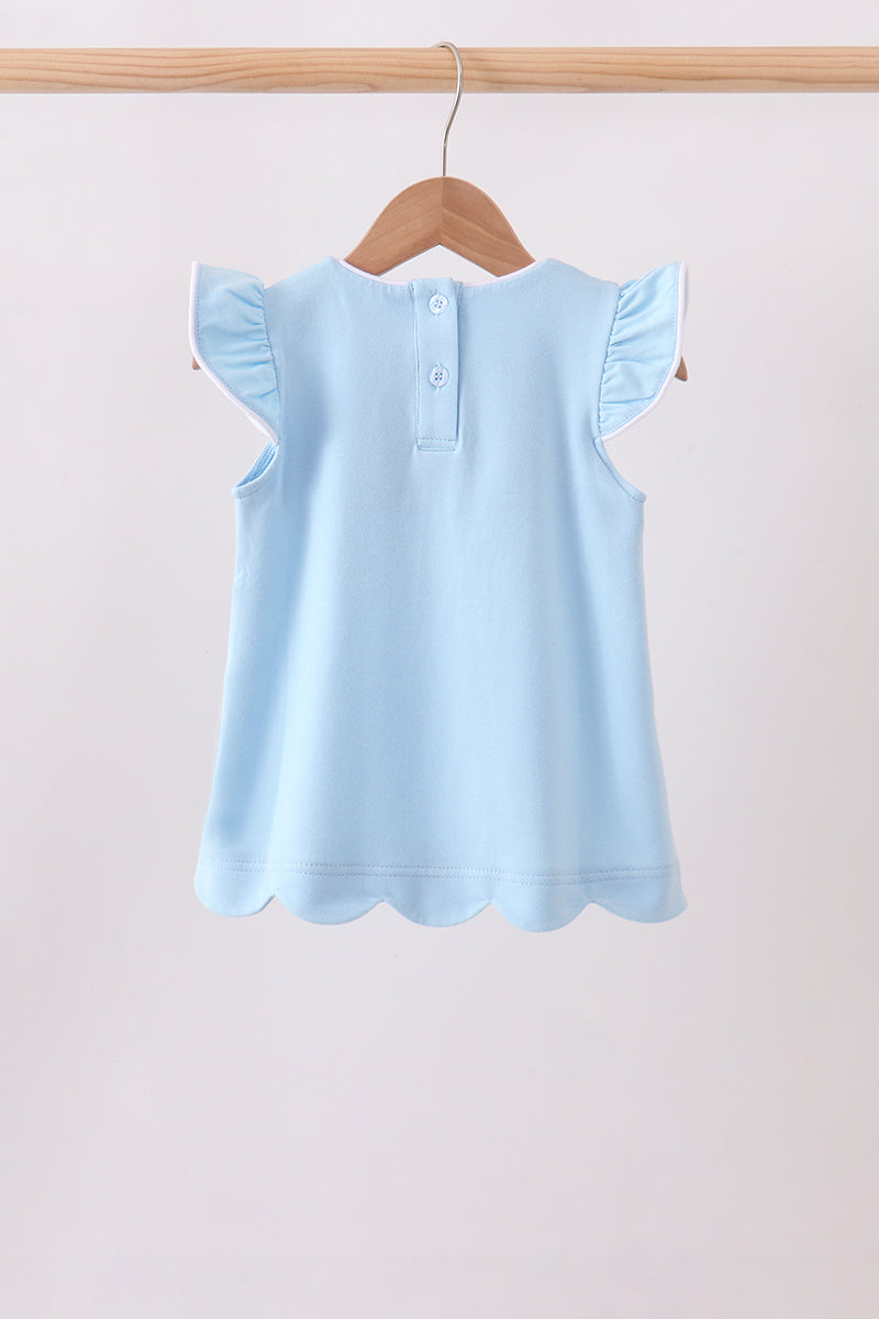 Flutter sleeve scalloped top - Mint