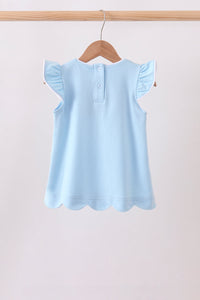 Flutter sleeve scalloped top - Mint