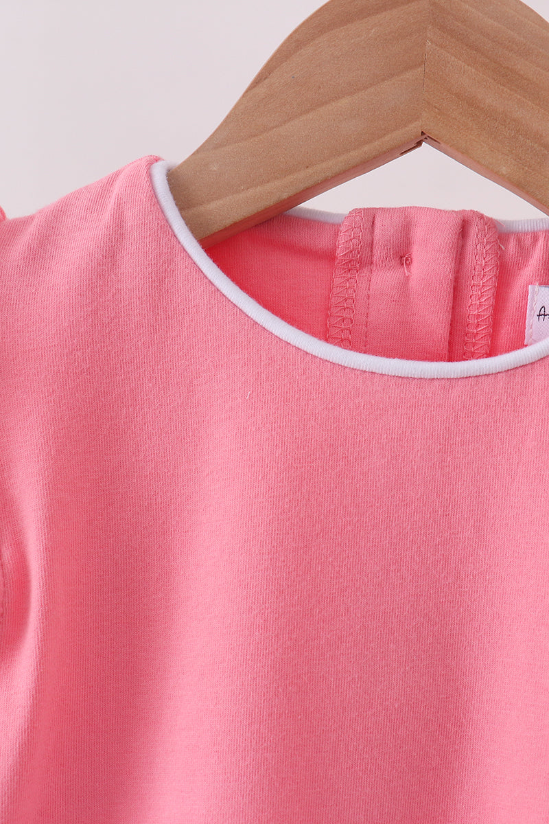 Flutter sleeve scalloped top - Pink