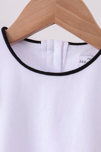 Flutter sleeve scalloped top - White
