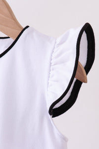 Flutter sleeve scalloped top - White