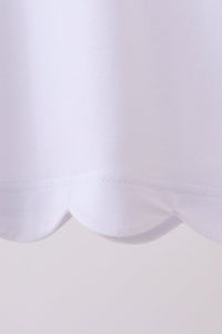Flutter sleeve scalloped top - White