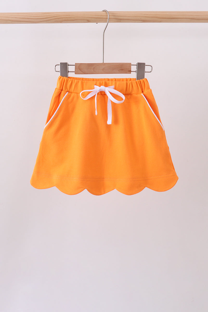 Scallop hem bow skort - Orange