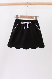 Scallop hem bow skort - Black
