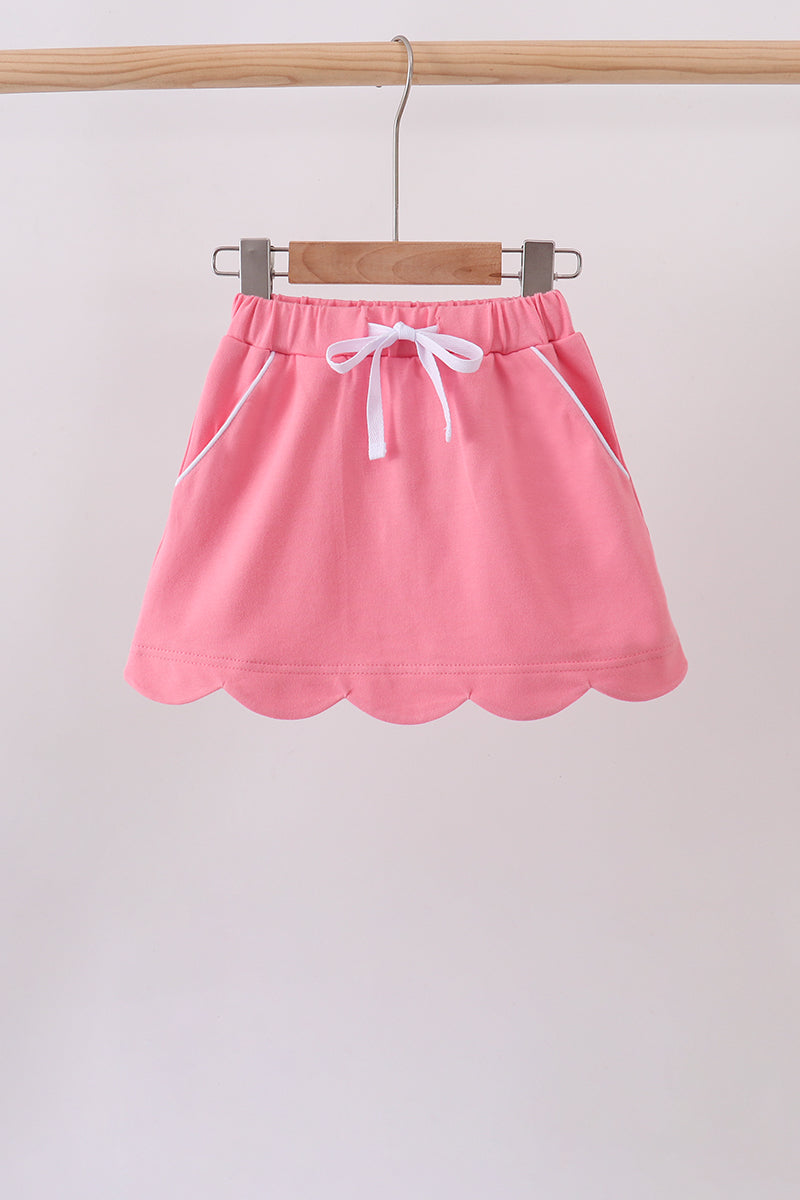 Scallop hem bow skort - Pink
