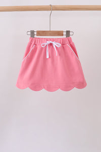 Scallop hem bow skort - Pink
