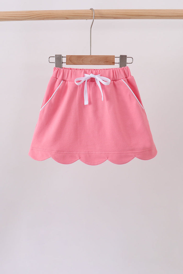 Scallop hem bow skort - Pink