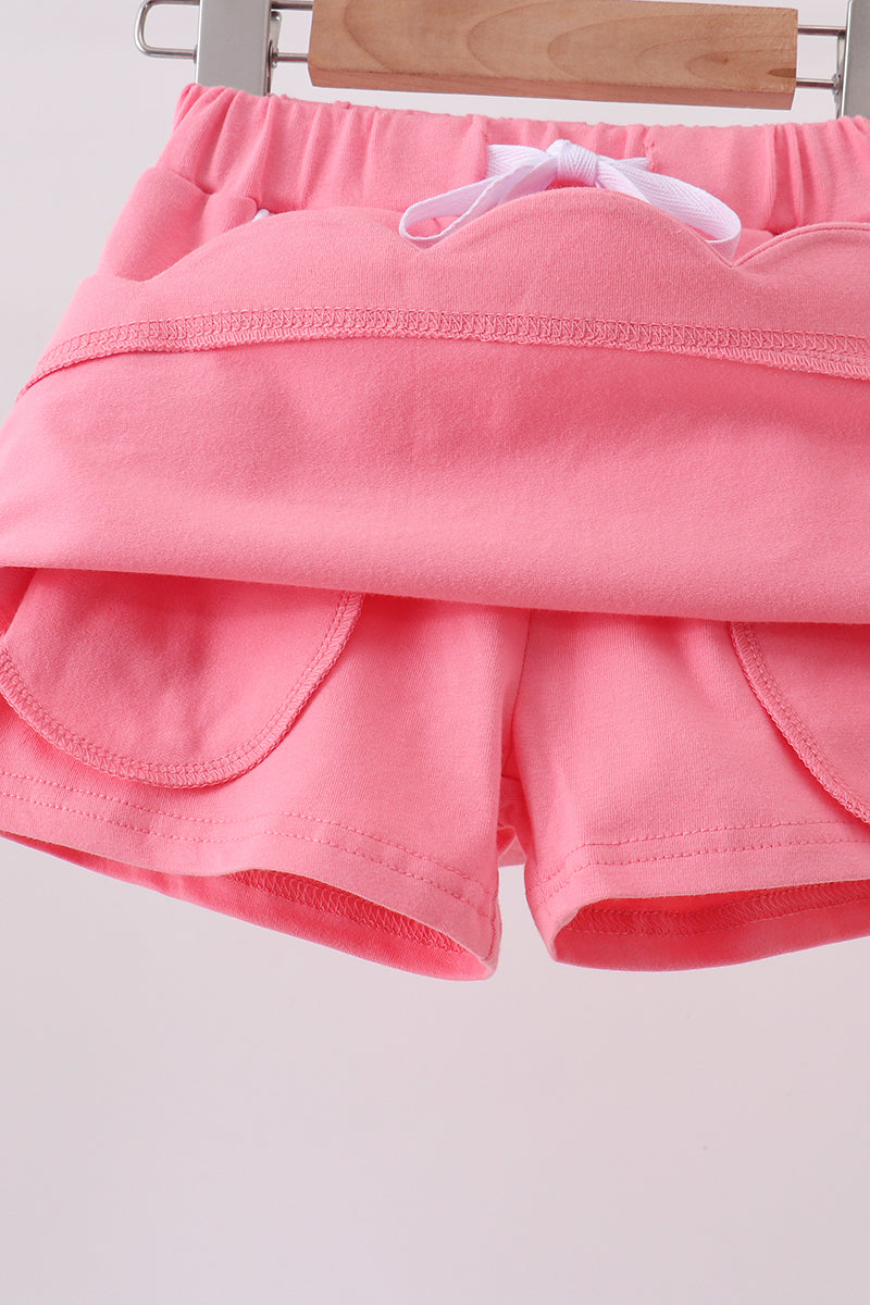 Scallop hem bow skort - Pink