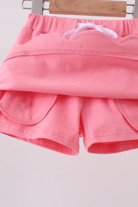 Scallop hem bow skort - Pink