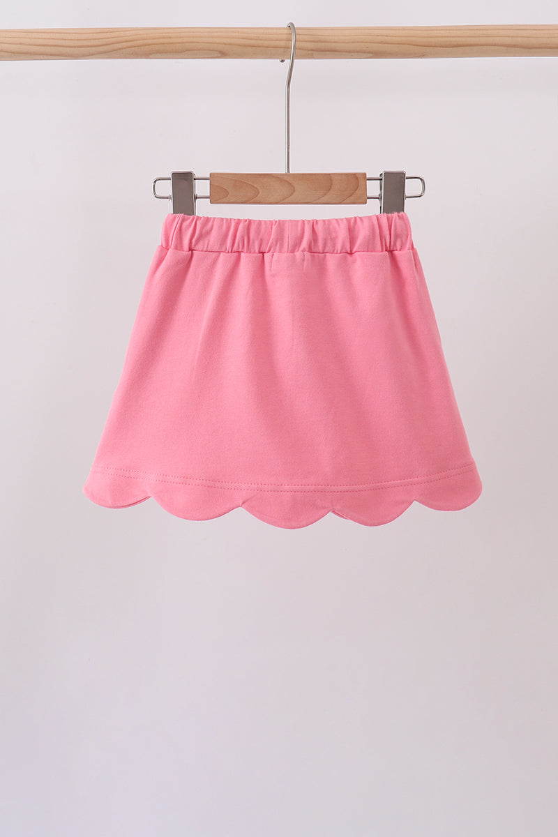 Scallop hem bow skort - Pink