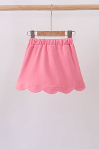 Scallop hem bow skort - Pink