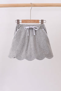 Scallop hem bow skort - Grey