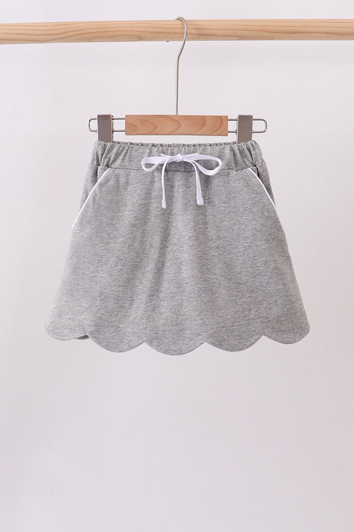 Scallop hem bow skort - Grey