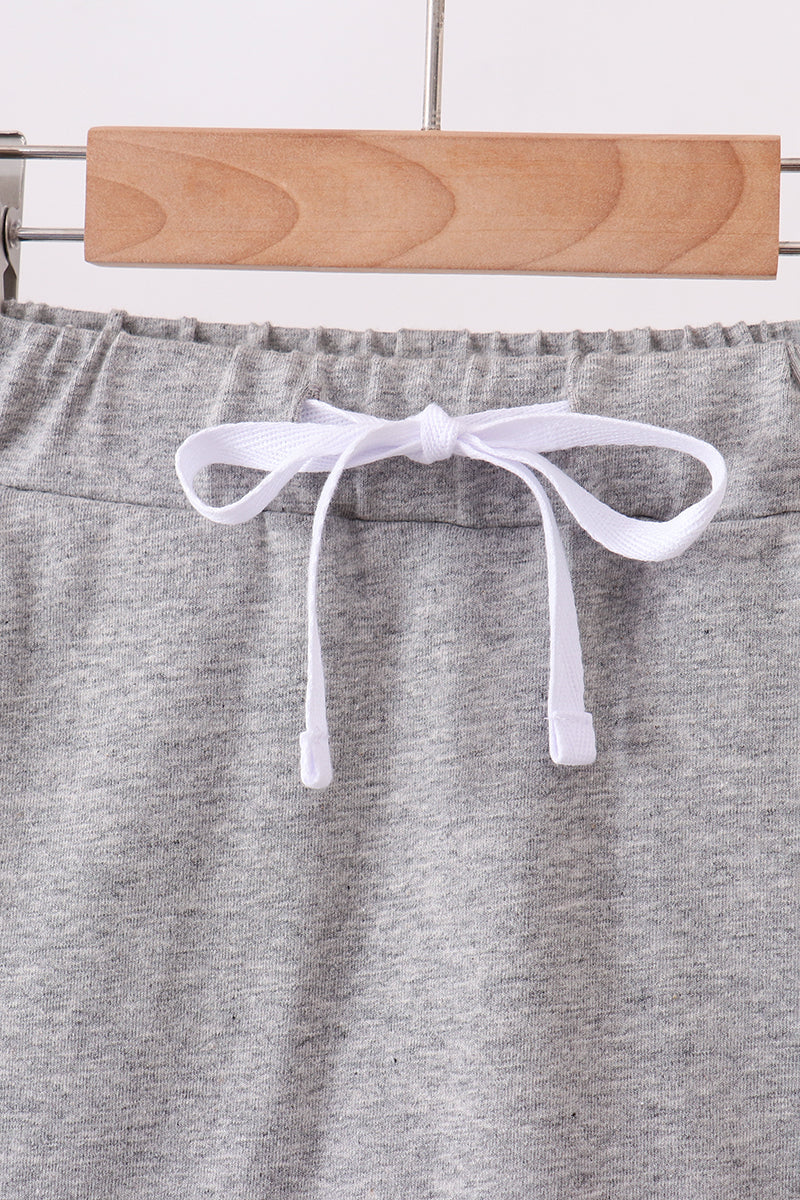 Scallop hem bow skort - Grey