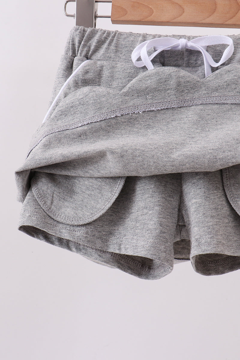Scallop hem bow skort - Grey