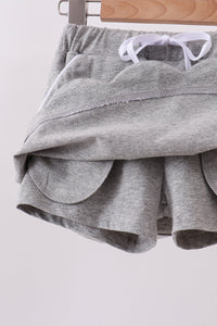 Scallop hem bow skort - Grey