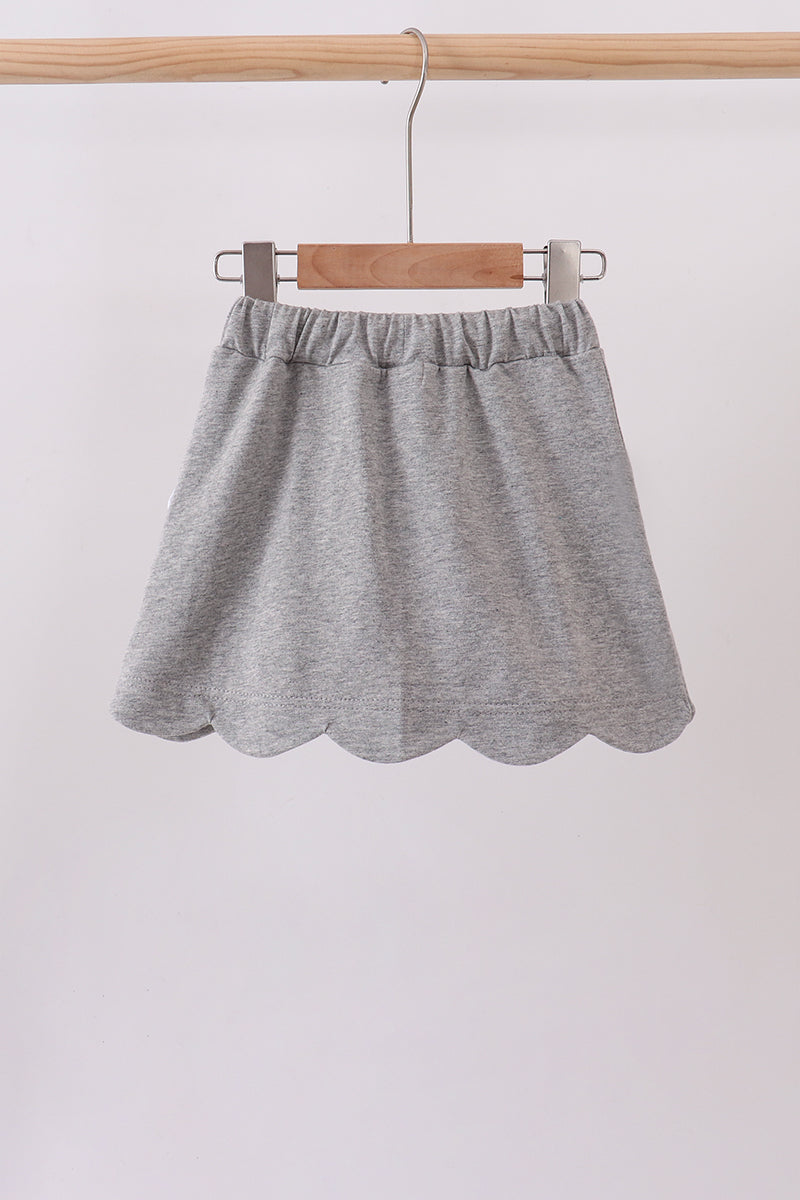 Scallop hem bow skort - Grey