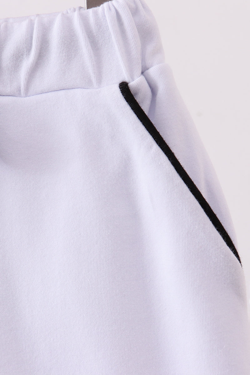 Scallop hem bow skort - White