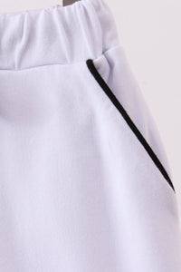 Scallop hem bow skort - White