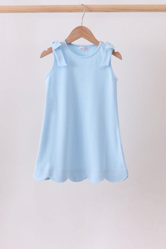 Scalloped Bow Dress - Blue