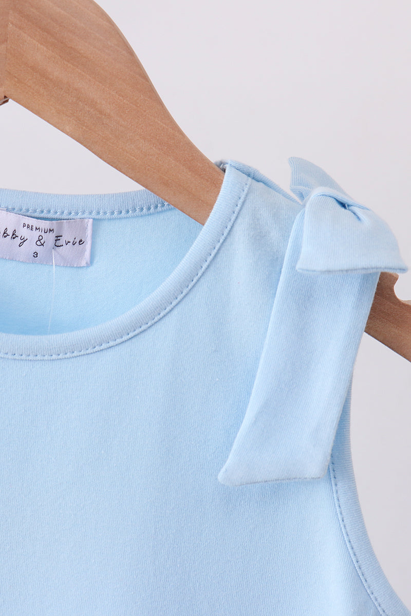 Scalloped Bow Dress - Blue