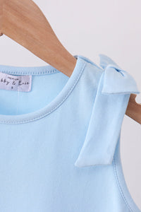 Scalloped Bow Dress - Blue