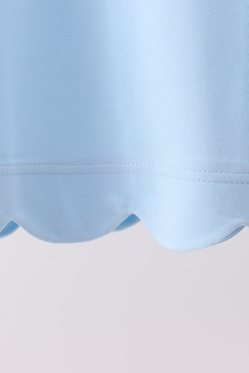 Scalloped Bow Dress - Blue