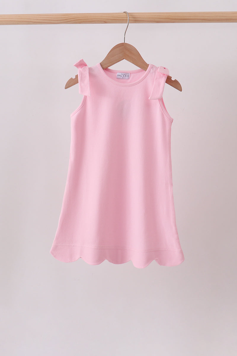 Scalloped Bow Dress - Pink