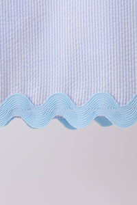 Seersucker Stripe Scalloped Dress - Blue
