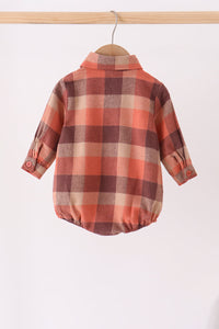 Rust Plaid Button Down Bubble