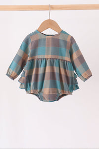 Teal Plaid Ruffle Bubble