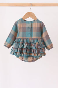 Teal Plaid Ruffle Bubble