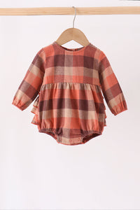 Rust Plaid Ruffle Bubble