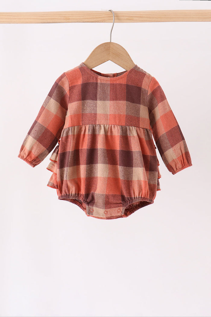 Rust Plaid Ruffle Bubble
