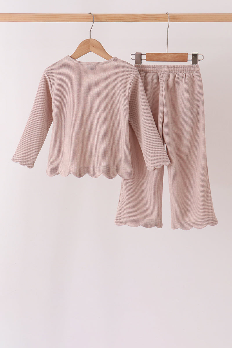 Scalloped pants set - Beige