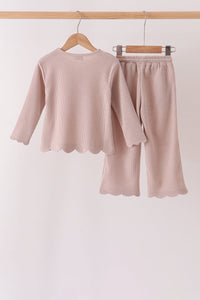 Scalloped pants set - Beige