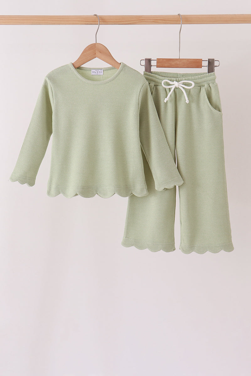 Scalloped pants set - Green