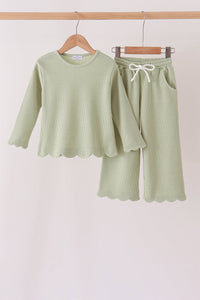 Scalloped pants set - Green