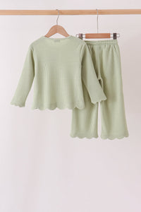 Scalloped pants set - Green