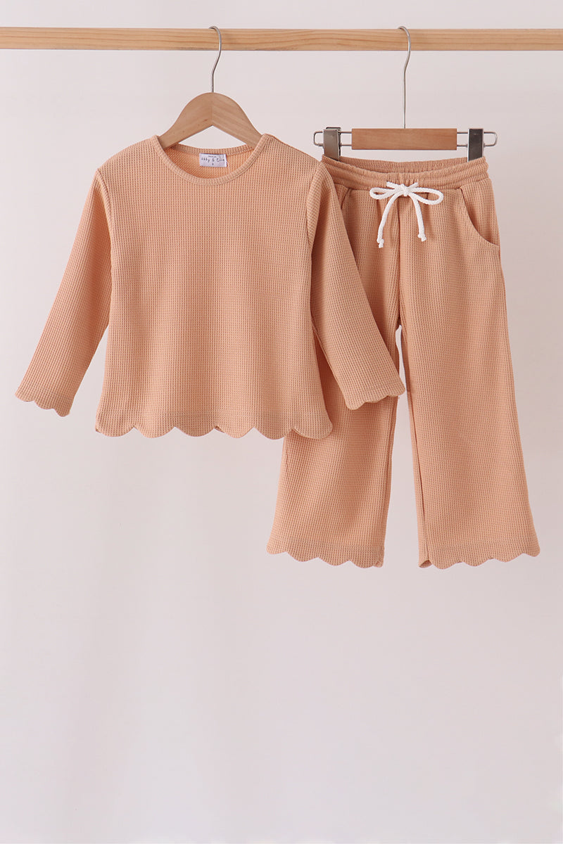 Scalloped pants set - Oatmeal
