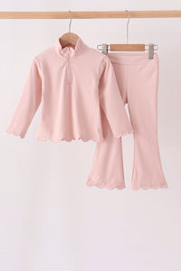 Scalloped zipper active set - Pink