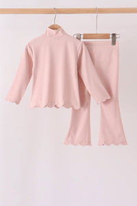 Scalloped zipper active set - Pink