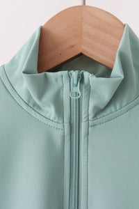 Scalloped zipper active set - Sage