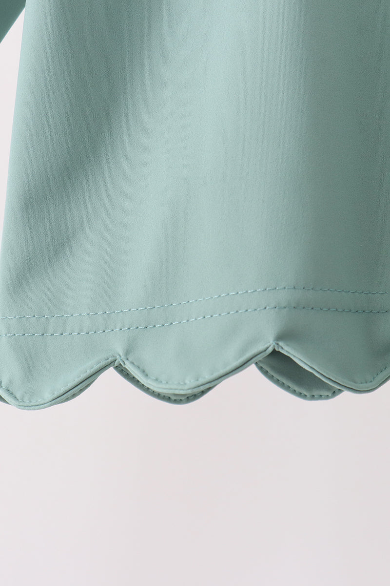 Scalloped zipper active set - Sage