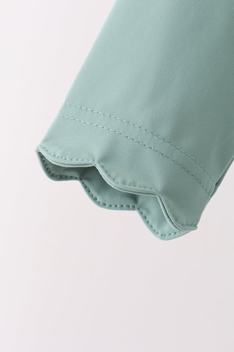 Scalloped zipper active set - Sage