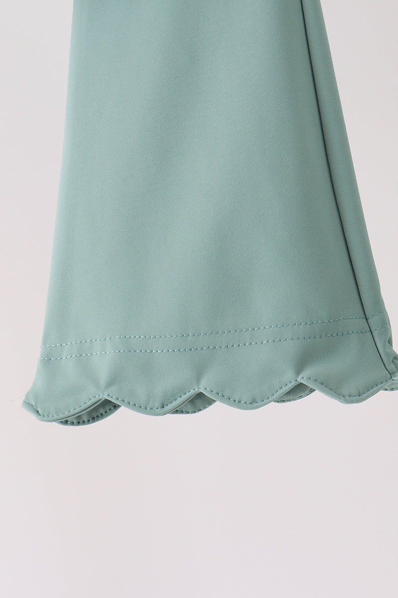 Scalloped zipper active set - Sage